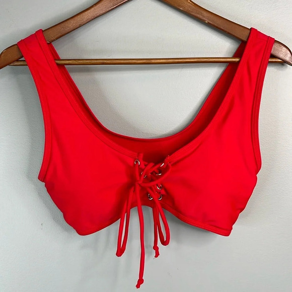 ZAFUL Tied Front Bikini Top Red Removable Pads  Lined Size 6 - Picture 10 of 10